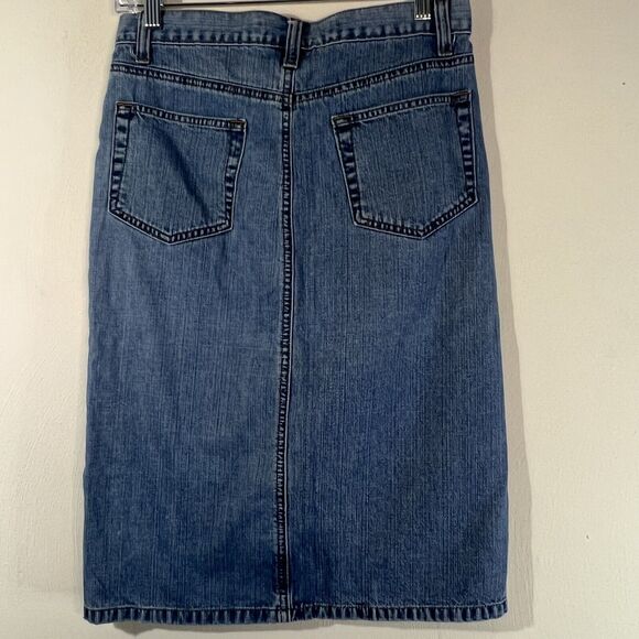 Gap Skirt Womens Sz 2 Denim Pencil 90s Y2K Front Slit Vintage Knee Length - Picture 2 of 6